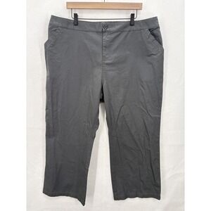Pact Pants Womens 2XL Gray Organic Cotton Stretch Casual Elastic Waist Chino